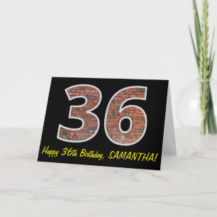 36. Geburtstag - Ziegelmauermuster "36" mit Name Karte