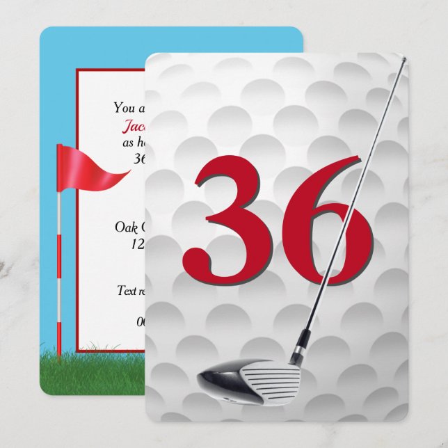 36. Geburtstags-Golf-Themenparty Einladung (Vorne/Hinten)
