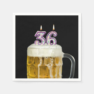 36. Geburtstagsbär auf schwarz Serviette
