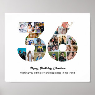 36. Geburtstagsfeier Nummer 36 Fotocollage Poster