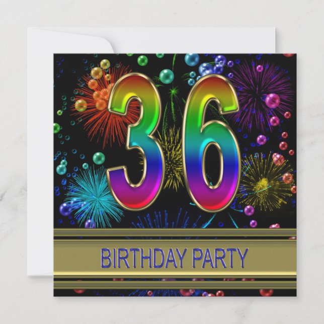 36. Geburtstagsparty Einladung mit Blasen (Vorderseite)