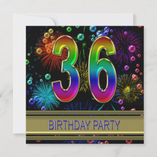 36. Geburtstagsparty Einladung mit Blasen