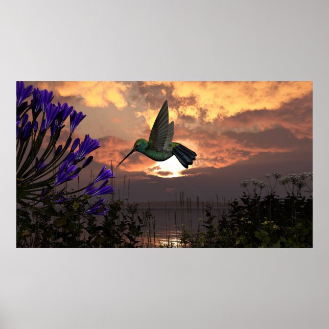 36"x40" Blatt "Flug des Hummingvogels" Poster (Vorne)