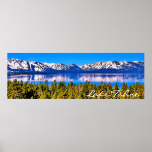 36" X 12" SCENIC LAKE TAHOE POSTER PREMIUM LEINWAN