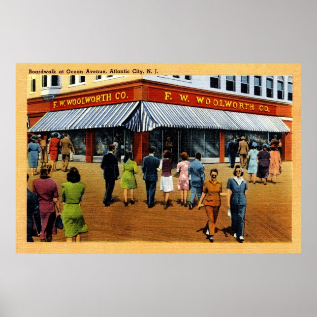 36 x 24 Boardwalk auf der Ocean Avenue Atlantic Ci Poster (Vorne)