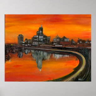 36" x 28" st paul 1965 Öl auf Gesso-Druck MIKLE Poster