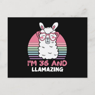 36 Year Old Bday Llamazing 36th Birthday Llama Postkarte