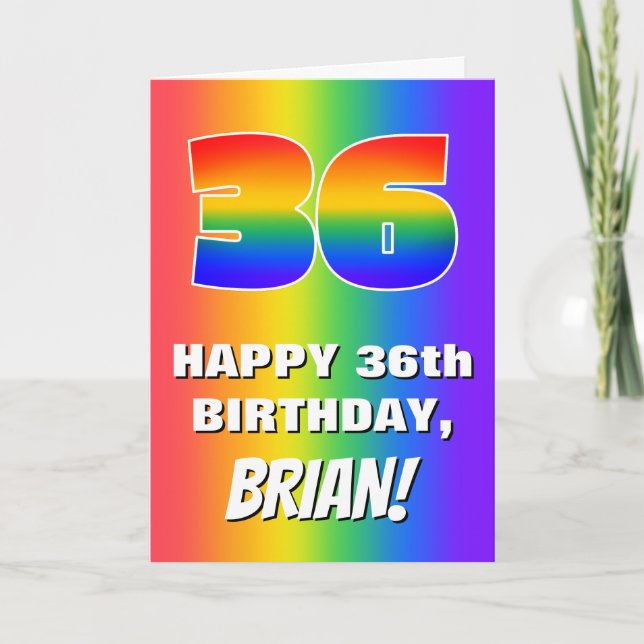 36th Birthday: Colorful, Fun Rainbow Pattern # 36 Karte (Vorderseite)