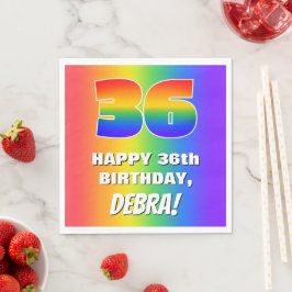 36th Birthday: Colorful, Fun Rainbow Pattern # 36 Serviette