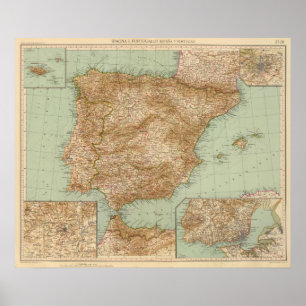 3738 Spanien, Portugal Poster