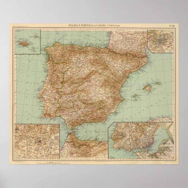 3738 Spanien, Portugal Poster (Vorne)