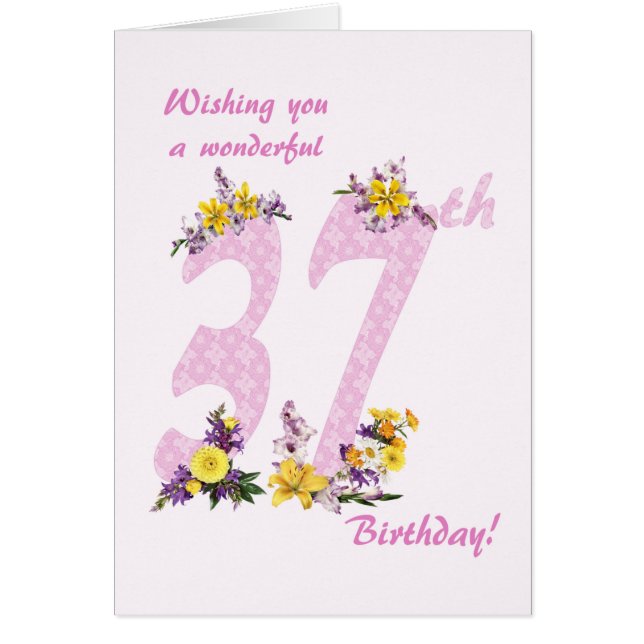 37. Geburtstag Blume Dekorierte Zahlen (Vorne)
