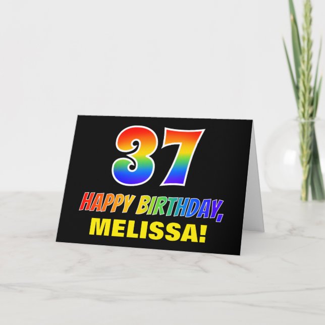 37. Geburtstag: Bold, Fun, Simple, Rainbow 37 Karte (Vorderseite)