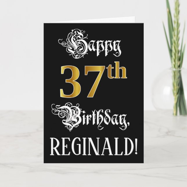 37. Geburtstag — Extravagantes Skript; Imitate Gol Karte (Vorderseite)