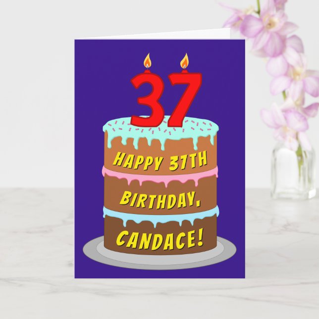 37. Geburtstag: Fun Cake and Candles + Individuell Karte (Orchidee)