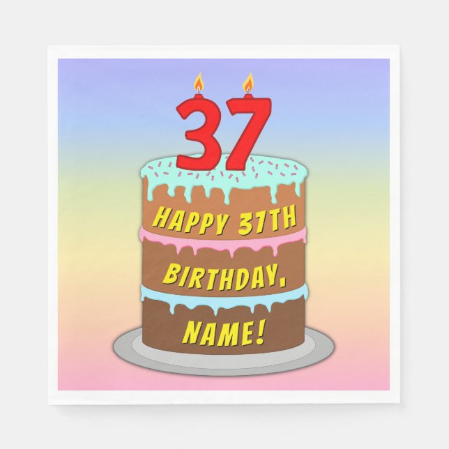 37. Geburtstag: Fun Cake and Candles + Individuell Serviette (Vorderseite)
