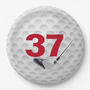 37. Geburtstag Golf Ball Design Paper Plate Pappteller