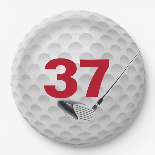 37. Geburtstag Golf Ball Design Paper Plate Pappteller (Vorderseite)