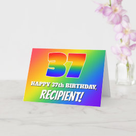 37. Geburtstag: mehrfarbiges Regenbogenmuster # 37 Karte