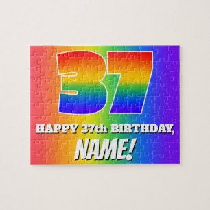 37. Geburtstag — mehrfarbiges Regenbogenmuster "37 Puzzle