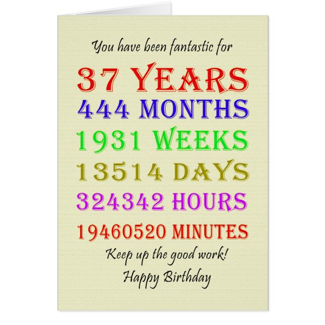 37. Geburtstag - Meilensteine (Vorne)