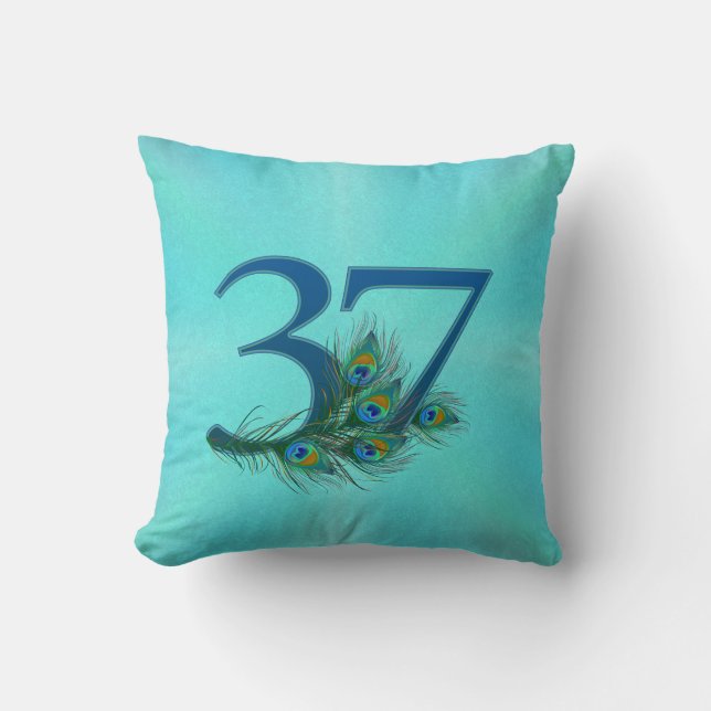 37. Geburtstag oder Jubiläum Pfauenfeder Kissen (Vorderseite)