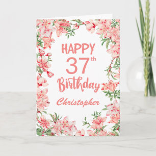 37. Geburtstag Pink Peach Peonies Aquarell Floral Karte