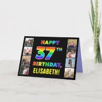 37. Geburtstag: Regenbogentext, benutzerdefinierte
