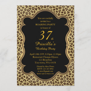 37., Geburtstagsparty 37., Cheetah, Black & Gold Einladung