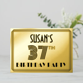 37. Geburtstagsparty — Art Deco Stil "37" & Name Folieneinladung