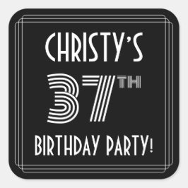 37. Geburtstagsparty: Art Deco Stil & Individuelle Quadratischer Aufkleber
