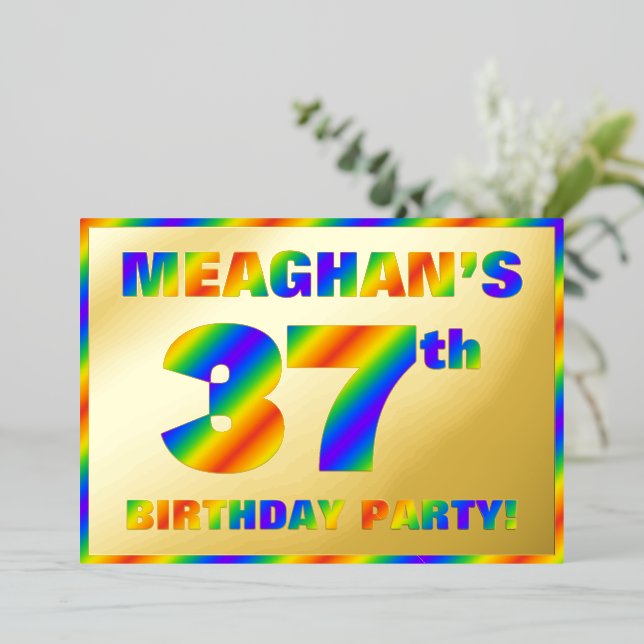 37. Geburtstagsparty — Spaß, Regenbogenspektrum "3 Folieneinladung (Stehend vorne)