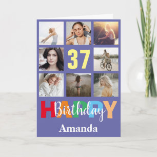 37. Happy Birthday Foto Collage Modern Karte