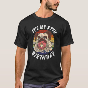37 Jahre alter Pug und Donut Vintage abgenutzt 37. T-Shirt