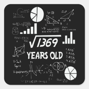 37 Jahre alter Tag Mathematiklehrer 37. Geburtstag Quadratischer Aufkleber