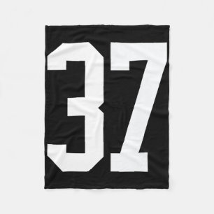 #37 White Number 37 Sports Fan Jersey Style Fleecedecke