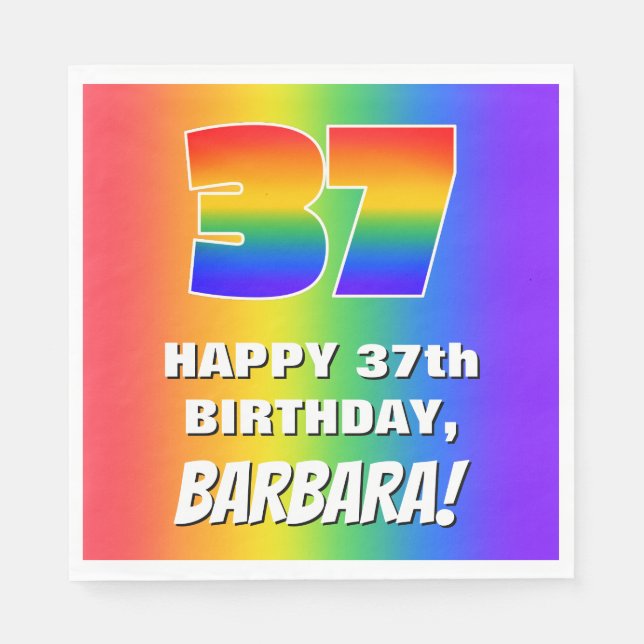 37th Birthday: Colorful, Fun Rainbow Pattern # 37 Serviette (Vorderseite)