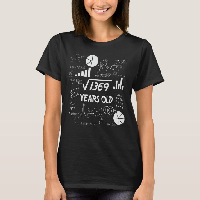 37th Birthday Square Root Math 37 Years Old Bday T-Shirt (Vorderseite)