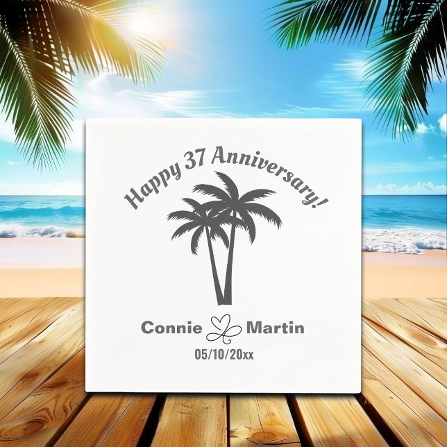 37th Wedding Anniversary Palm Trees Serviette (Von Creator hochgeladen)