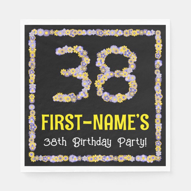 38. Geburtstag: Blumennummer, Individuelle Name, B Serviette (Vorderseite)