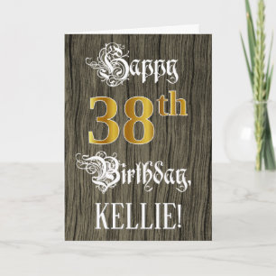 38. Geburtstag: Falscher Gold-Look + Falsches Holz Karte