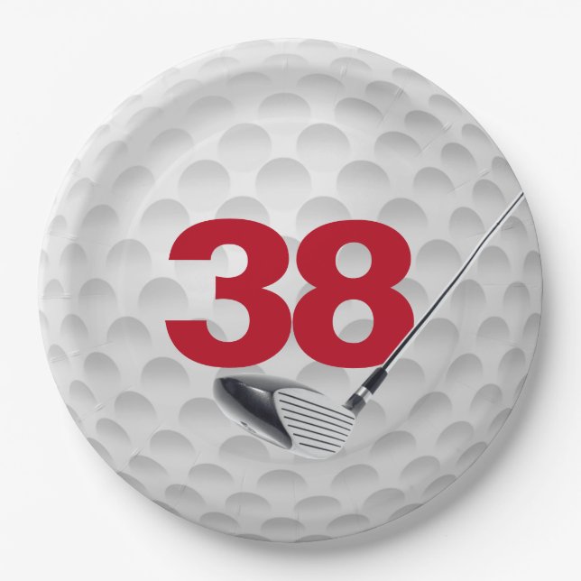 38. Geburtstag Golf Ball Design Paper Plate Pappteller (Vorderseite)