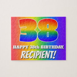 38. Geburtstag — mehrfarbiges Regenbogenmuster "38 Puzzle