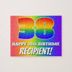 38. Geburtstag — mehrfarbiges Regenbogenmuster "38 Puzzle