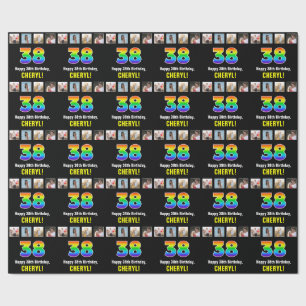 38. Geburtstag: Regenbogen "38"; benutzerdefiniert Geschenkpapier