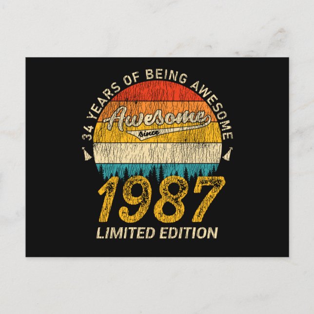38 Jahre alt 1987 Retro Phantastisch 38. Geburtsta Postkarte (Vorderseite)
