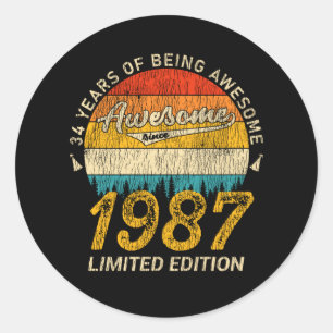 38 Jahre alt 1987 Retro Phantastisch 38. Geburtsta Runder Aufkleber