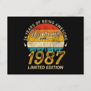 38 Jahre alter 1987 Retro Awesome 38. Geburtstagsg Postkarte