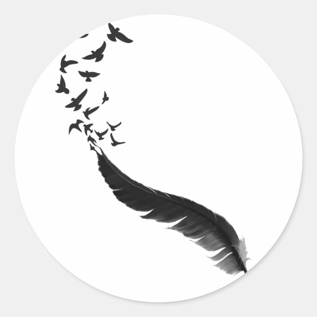 3947367_15653147_feder_voegel_orig.png runder aufkleber (Vorderseite)