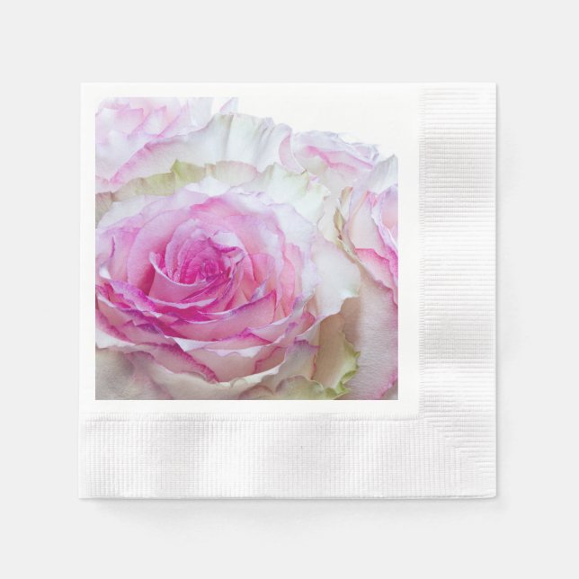 3998-Pink & White Wedding Rose Serviette (Vorderseite)